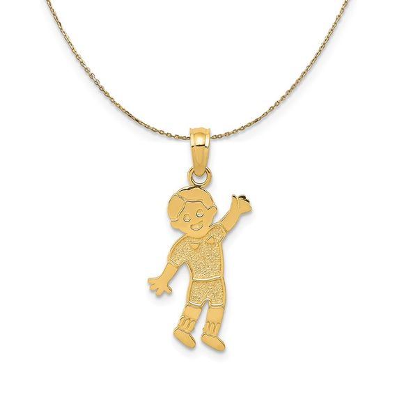 14k Yellow Gold Smiling Boy (10mm) Necklace - 16 Inch